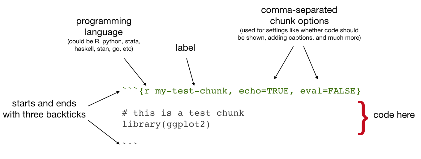 Code chunk syntax